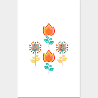 Retro Spring Flowers Posters and Art